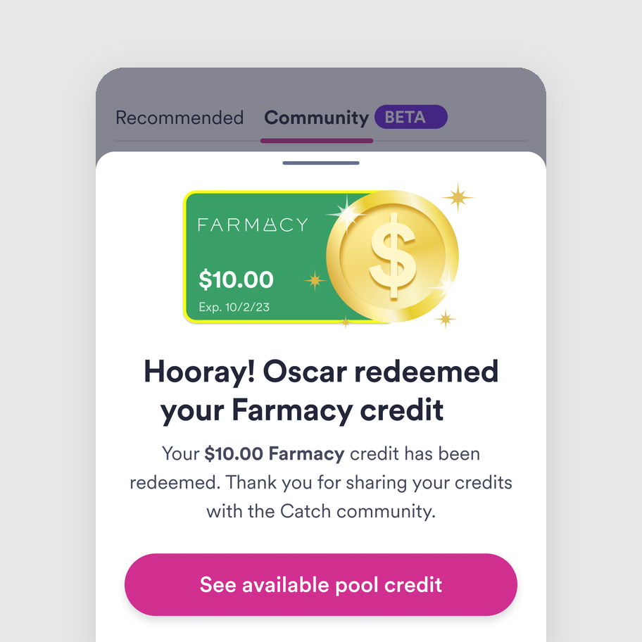 Catch rewards marketplace redemption screen