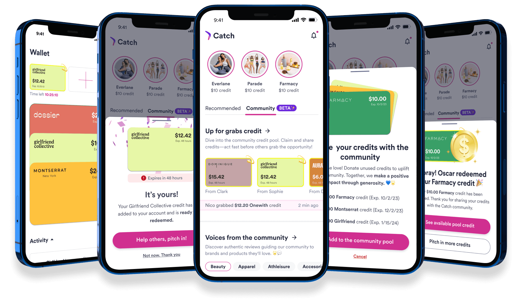 Catch rewards marketplace screens